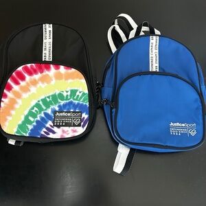 2 Justice Sports Mini Backpacks.